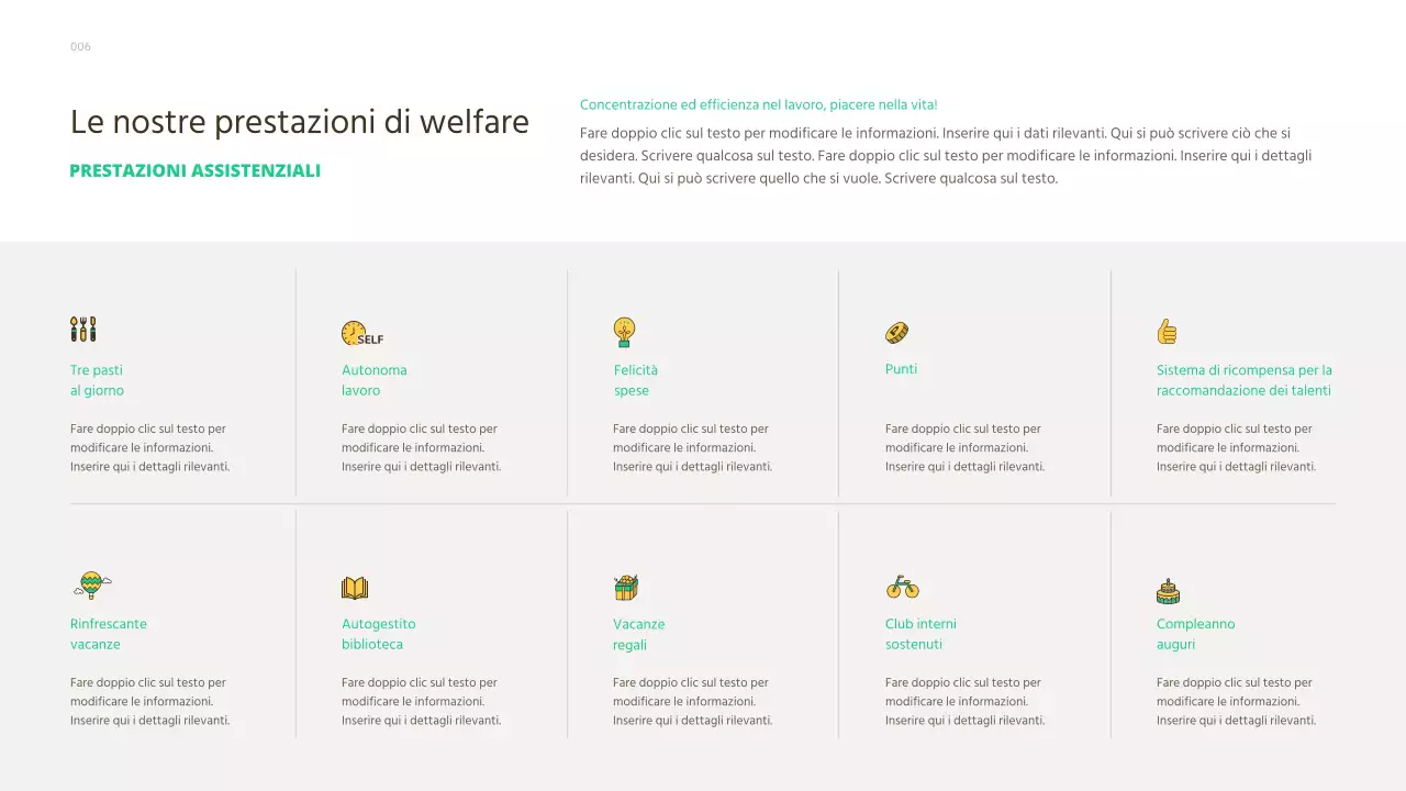 Una guida semplice ed essenziale per i nuovi assunti, con accenti verdi.