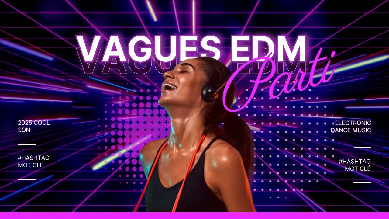 Liste de lecture de musique EDM avec motif géométrique néon violet