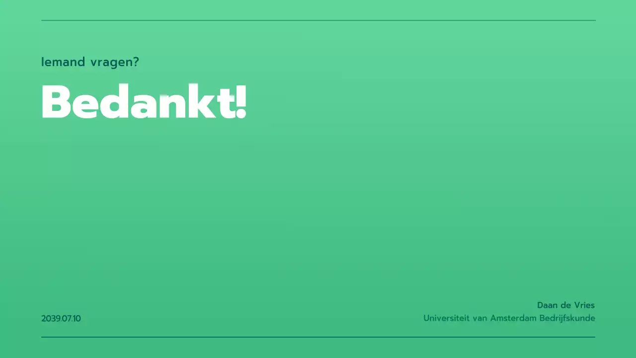 Presentatie met verschillende grafieken in groene kleurverlopen