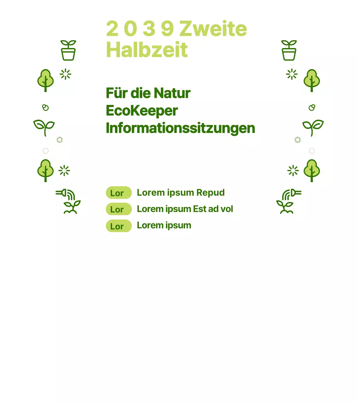 Einfaches Natursymbol in Grün und Chartreuse Über das Öko-Sustainability-Briefing