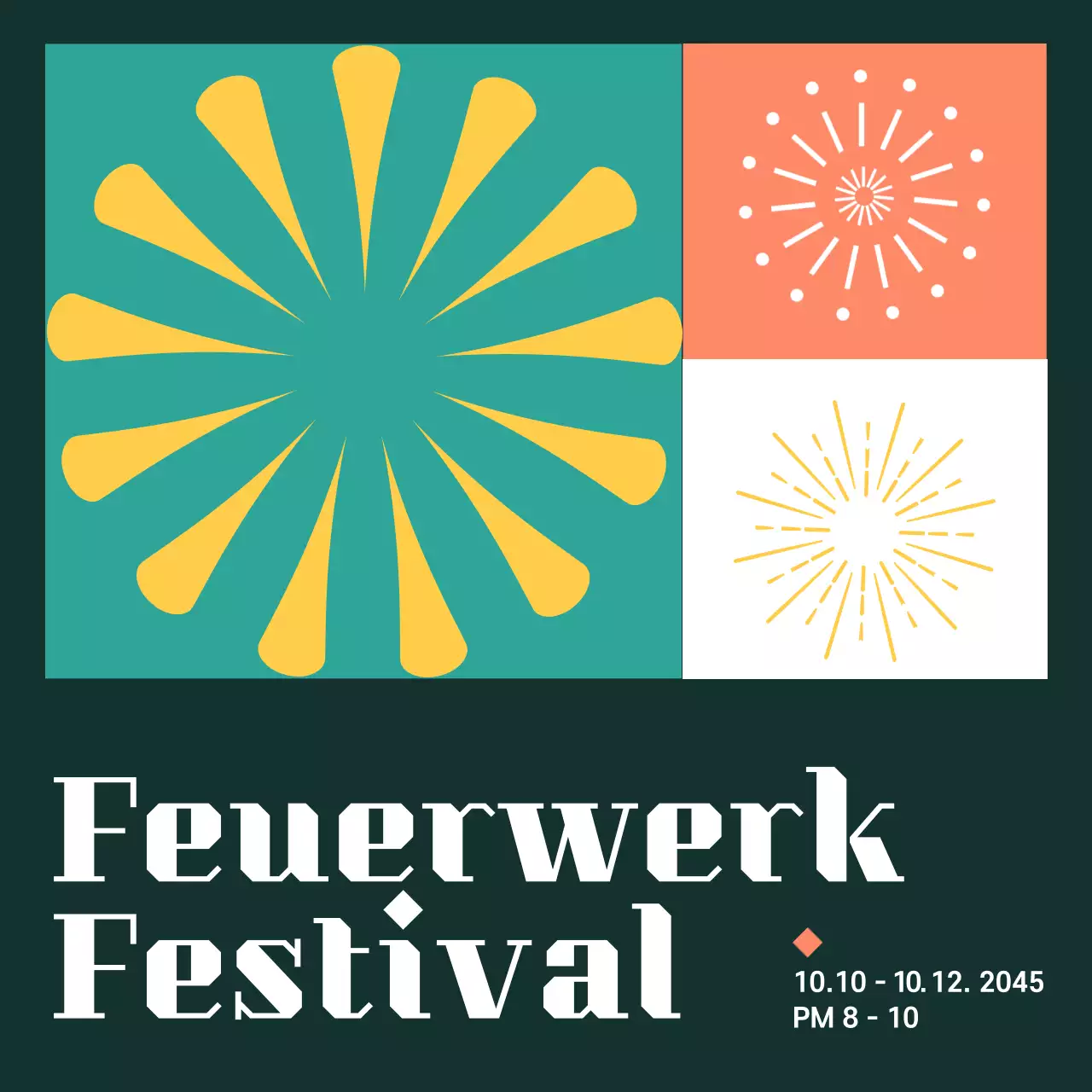 Türkisfarbenes Feuerwerksposter