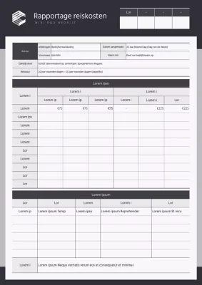 Eenvoudige zwarte en grijze reiskostendeclaraties