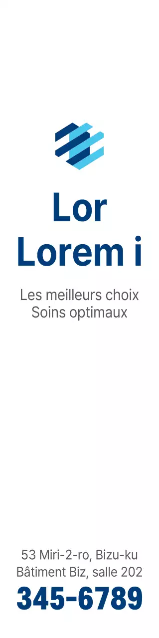 Promotion d'un hôpital général avec un logo simple en bleu et bleu clair.