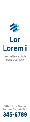 Promotion d'un hôpital général avec un logo simple en bleu et bleu clair.