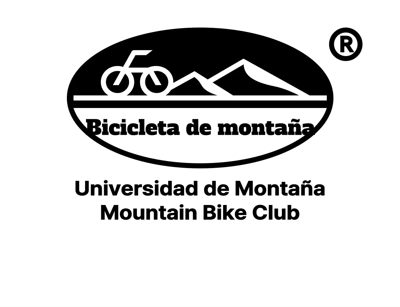 Concepto de club de ciclismo de montaña con simples montañas negras y bicicletas ilustración