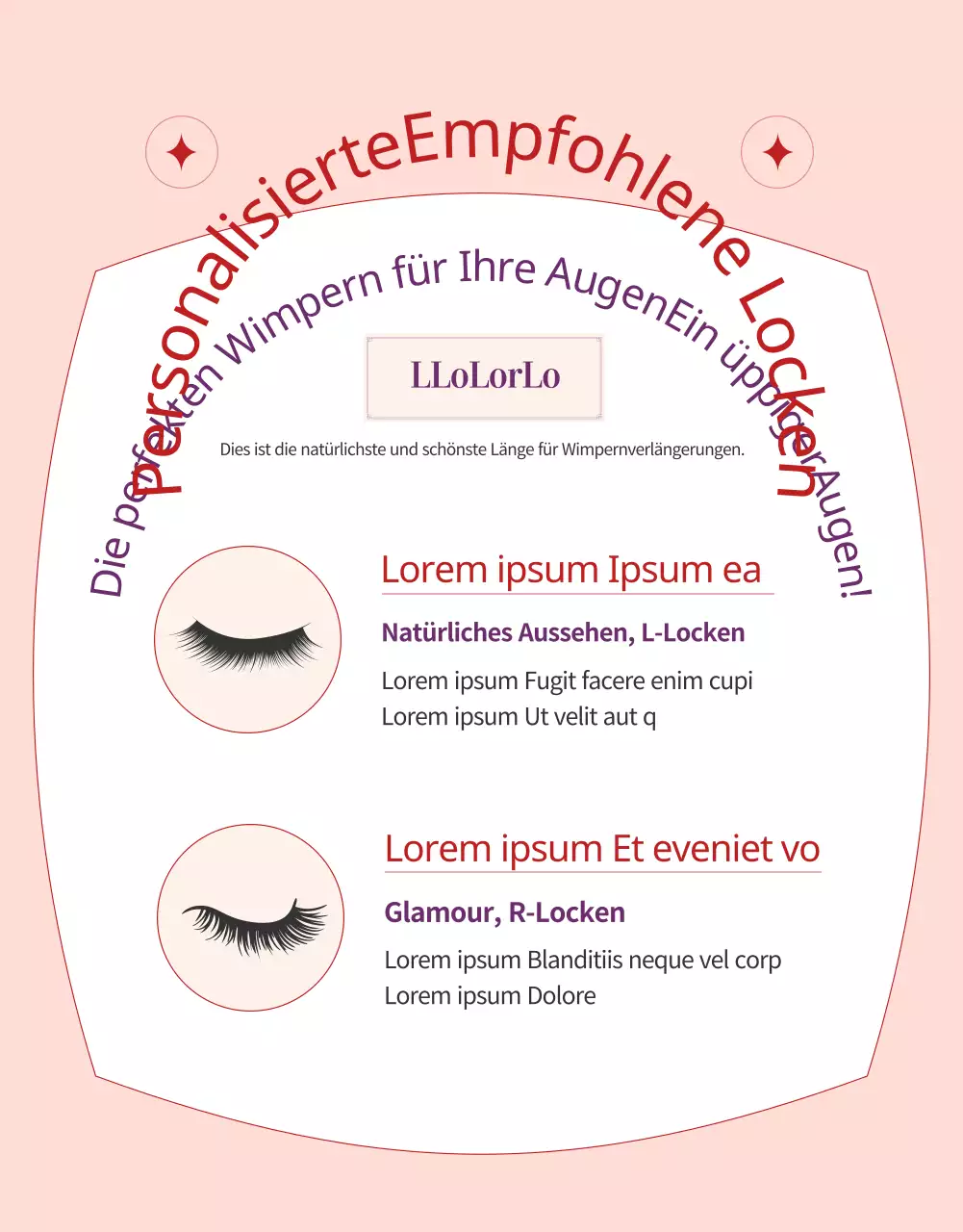 Werben Sie für schöne Wimpernverlängerungen in Rosa (Detailseite)