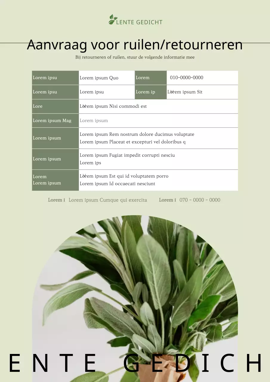 Documentatiesjabloon voor een groen en botanisch winkelcentrum