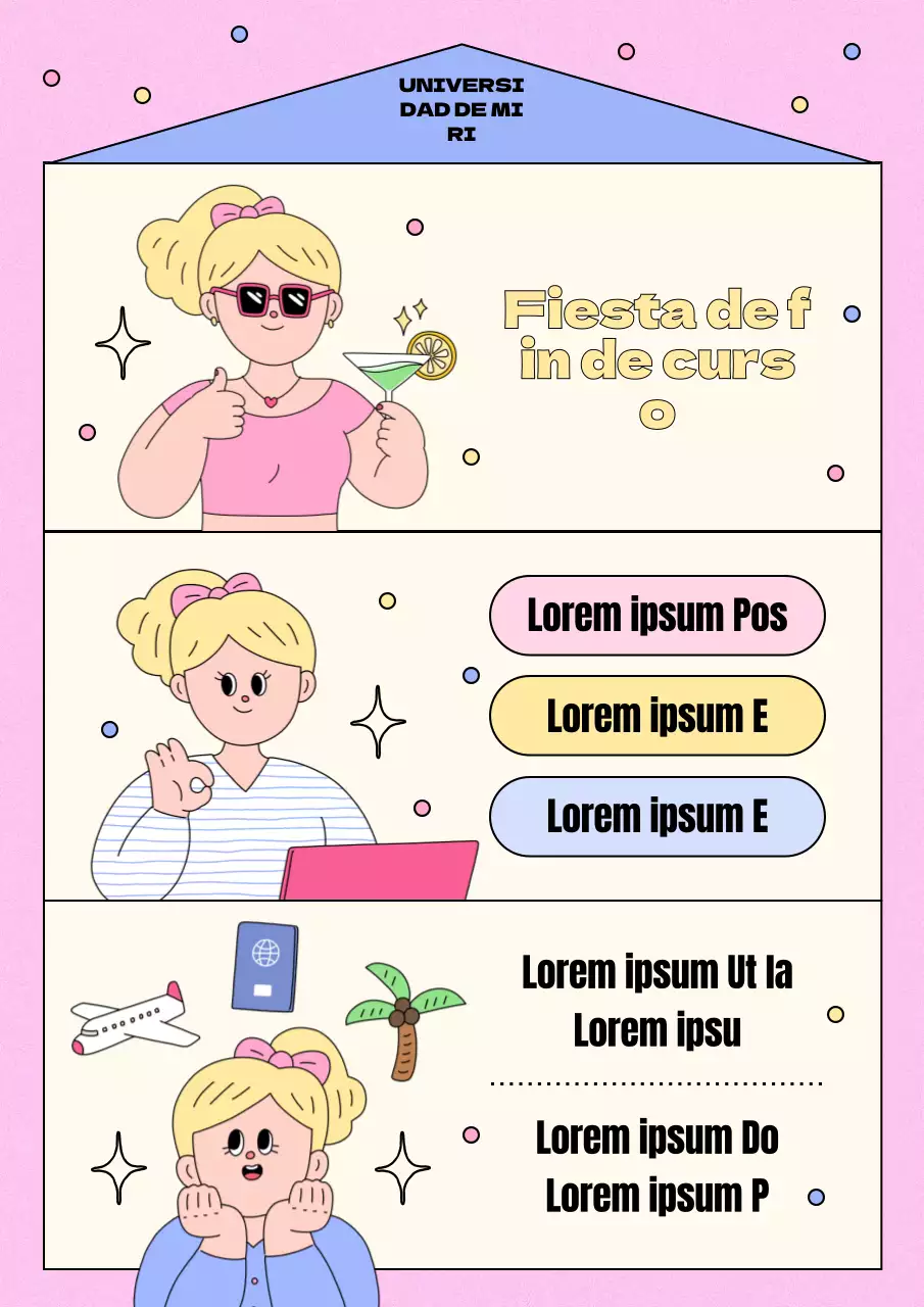 Bonita fiesta de fin de curso para chicas del colegio en rosa y amarillo