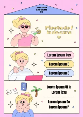 Bonita fiesta de fin de curso para chicas del colegio en rosa y amarillo