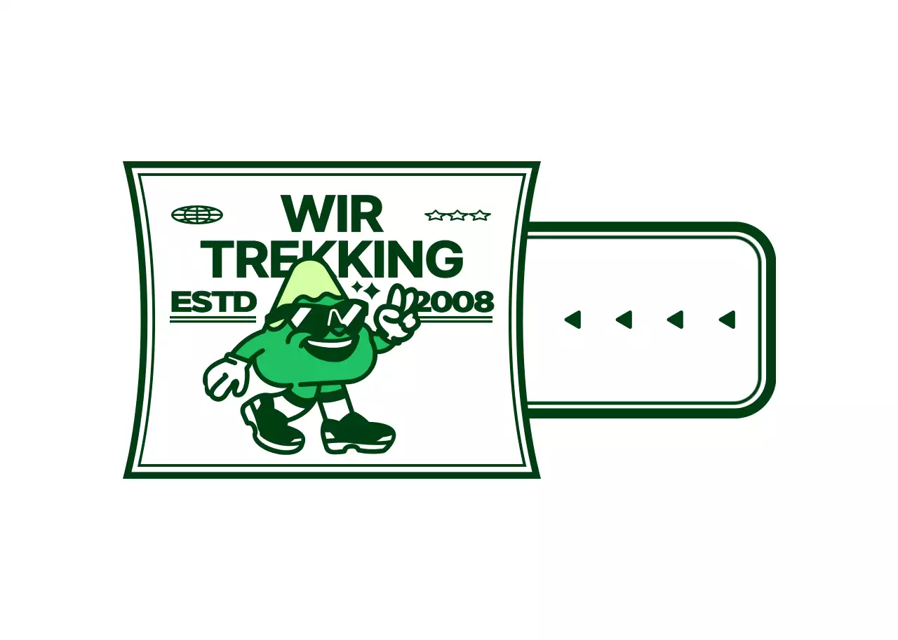 Club-Geschenk im Logo-Stil mit einer niedlichen und angesagten Bergfigur in Grün und Weiß.