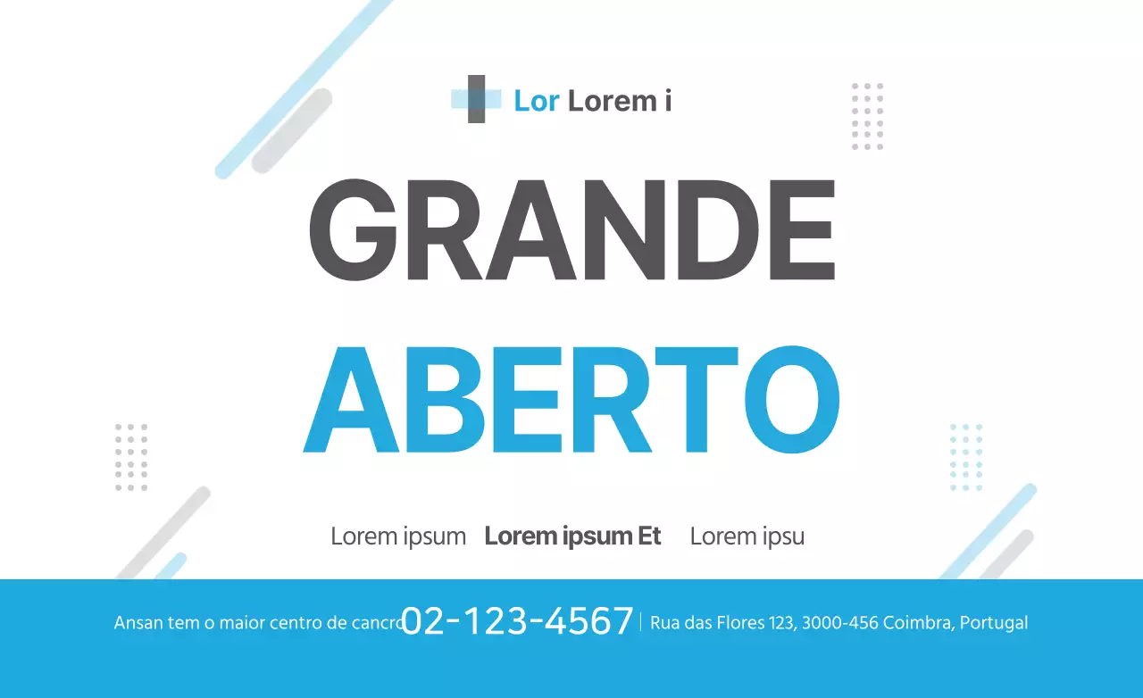 Estilo de apresentação de texto simples em azul claro e preto para anúncios de abertura de hospitais