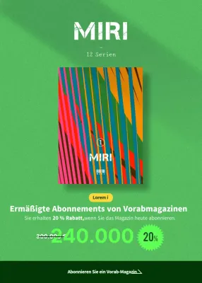 Ermäßigtes Zeitschriften-Jahresabonnement mit grünem Mockup