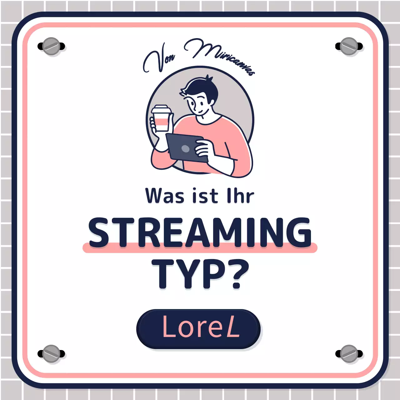 Einfacher textgesteuerter Quiz-Test in rosa-mauve-marine