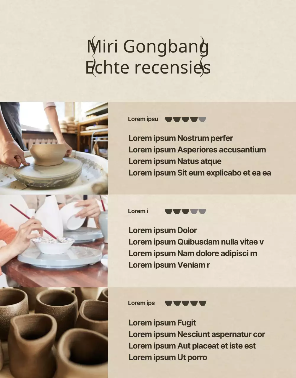 Eendaagse keramiekles met veel beige fotolijstjes