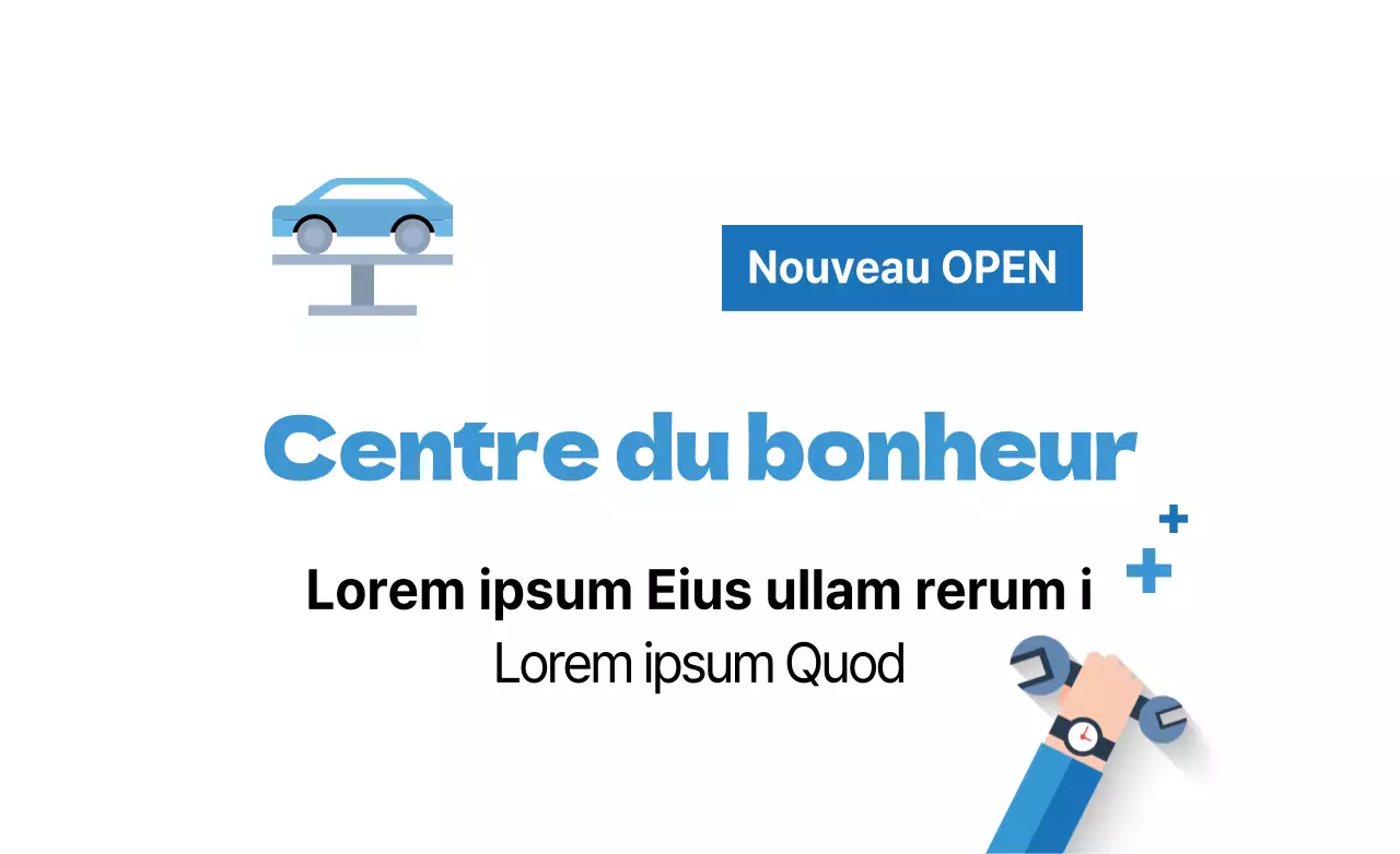 Texte simple et épuré en bleu clair et bleu marine Annonce de l'ouverture de Casenta