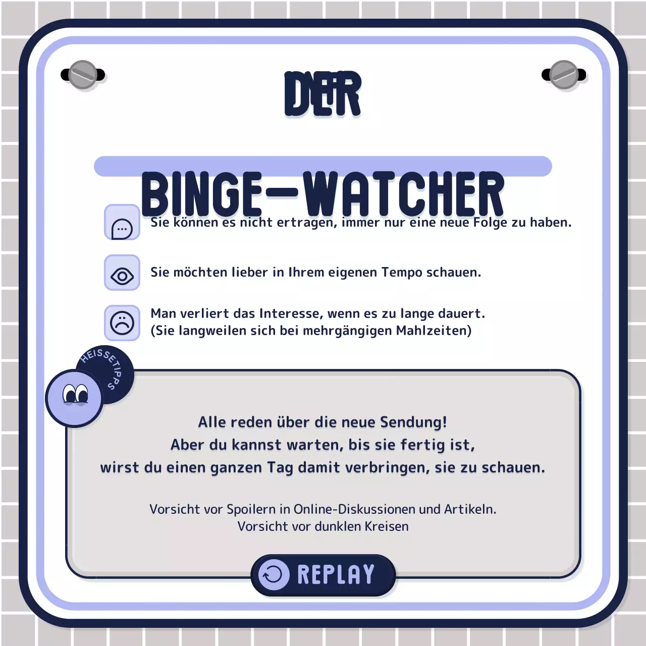 Einfacher textgesteuerter Quiz-Test in rosa-mauve-marine