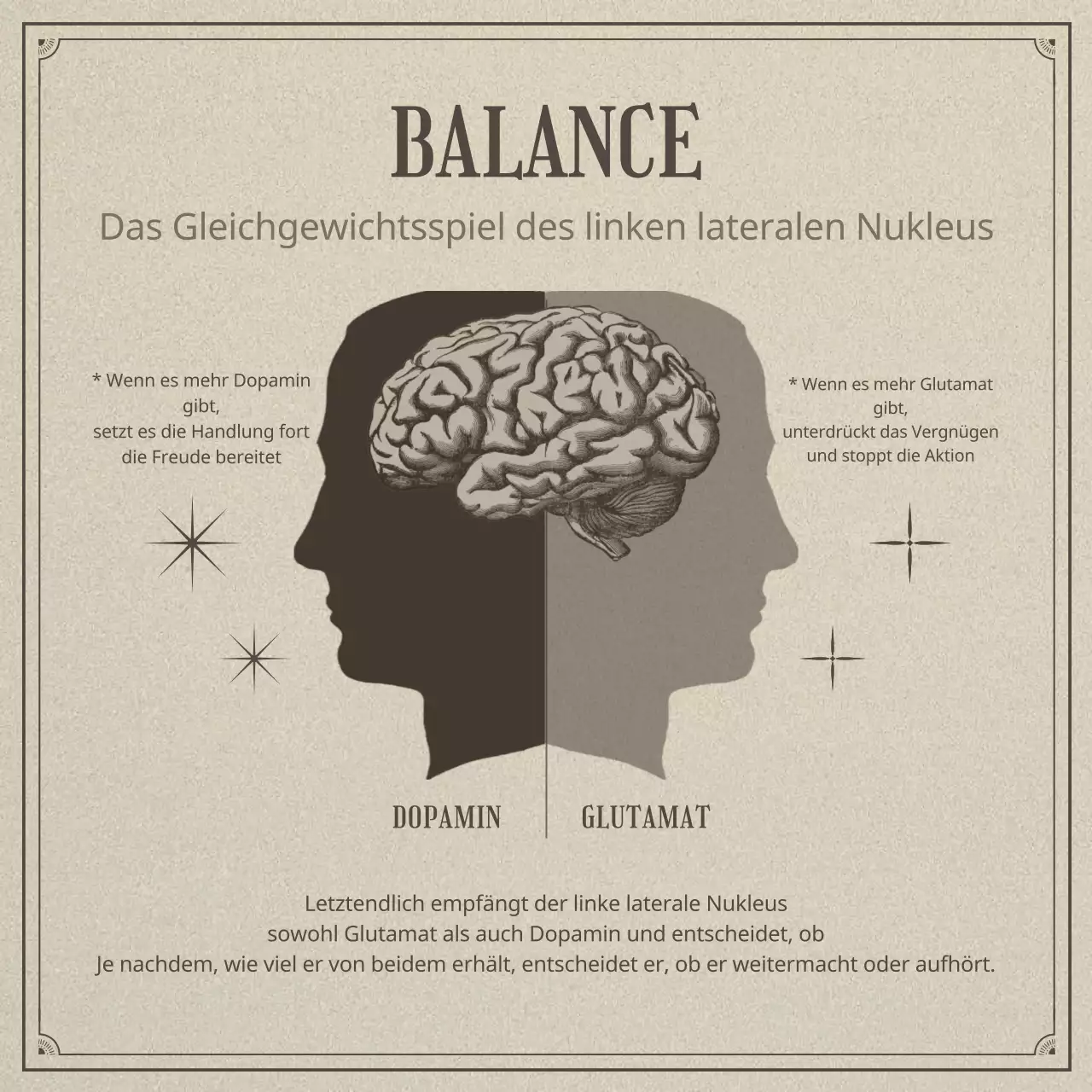 Neurowissenschaft und Faulheit in einem beigen, realistischen Illustrationskonzept