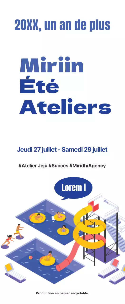 Illustration simple en bleu marine et bleu clair Sur l'atelier d'été