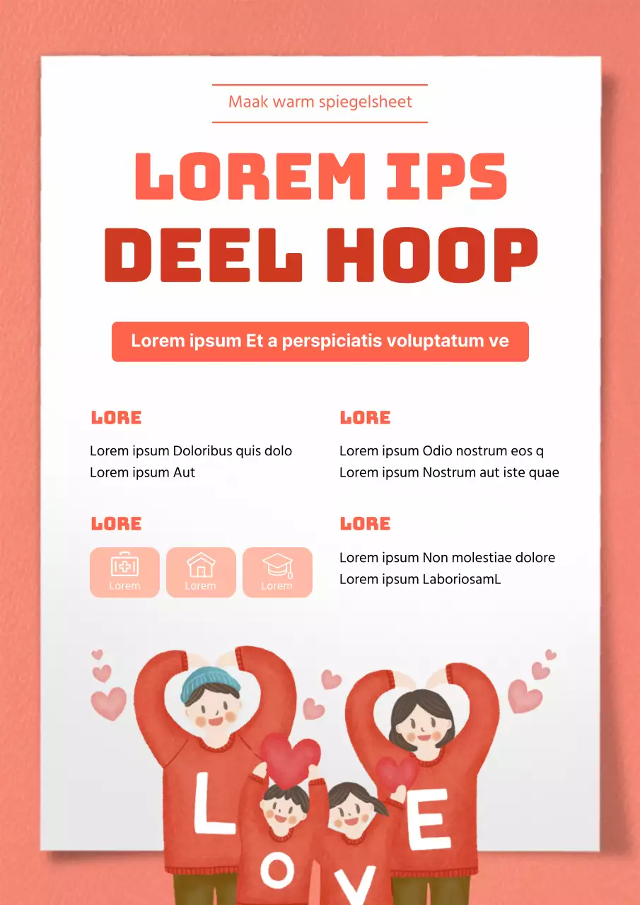 Mensen met een laag inkomen helpen met rode zachte texturen en warme handgetekende concepten