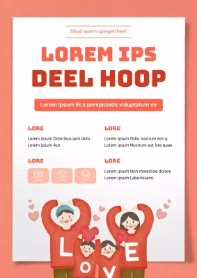 Mensen met een laag inkomen helpen met rode zachte texturen en warme handgetekende concepten