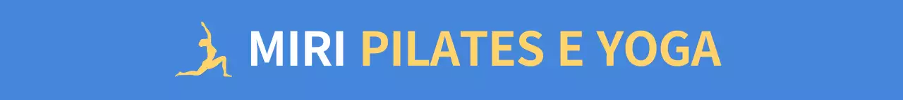 Logo semplice con simbolo dello yoga in azzurro e giallo per la promozione e la vendita del Pilates