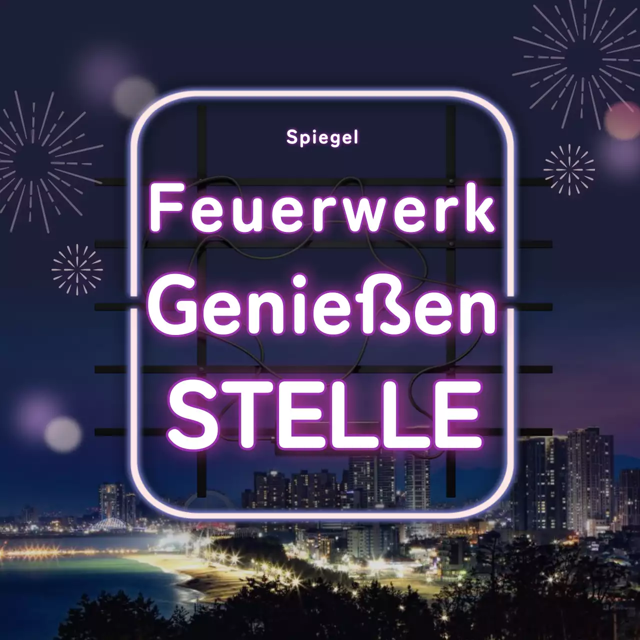 Feuerwerk in lila Neon CardNews