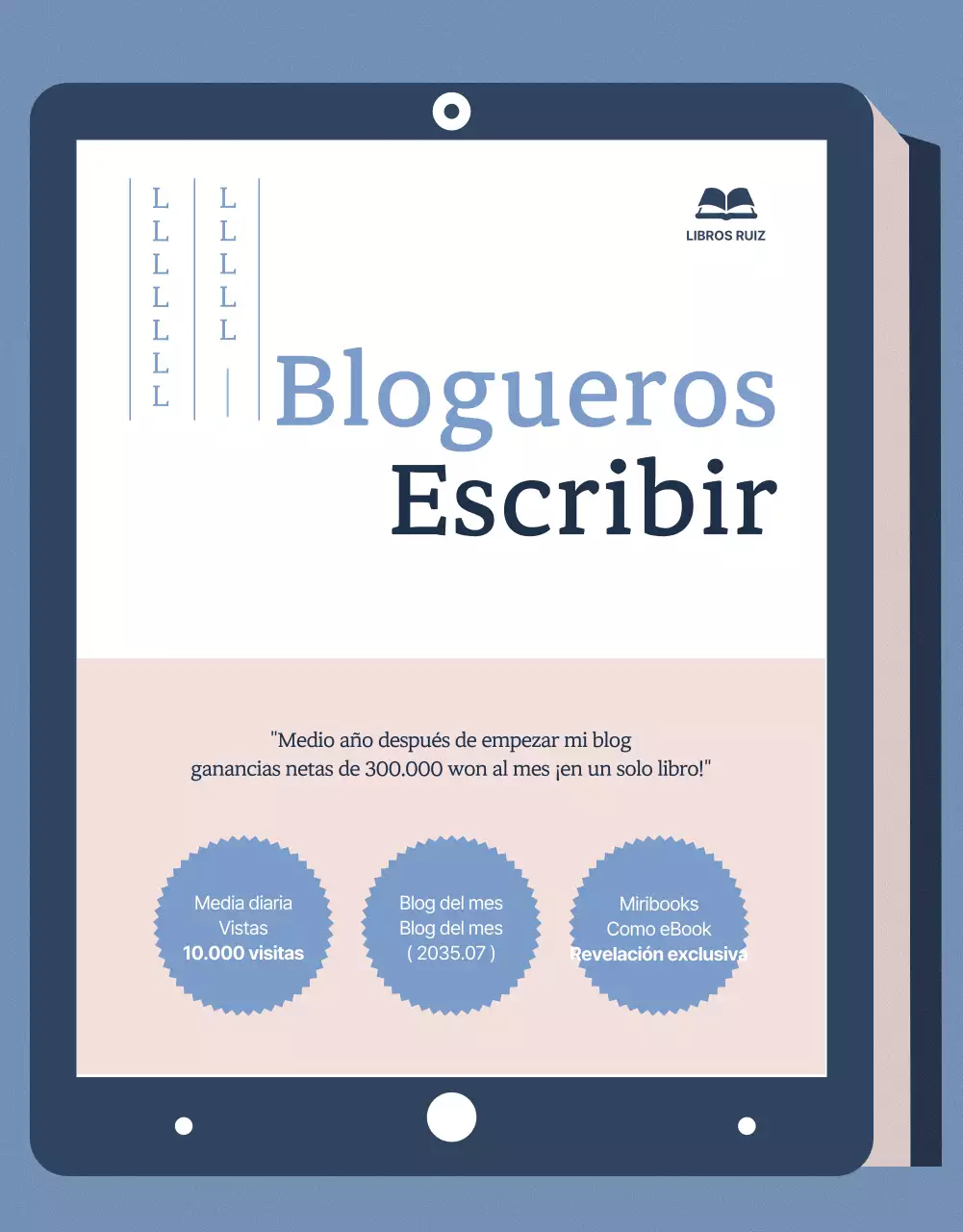 Venta de ebooks en azul y rosa