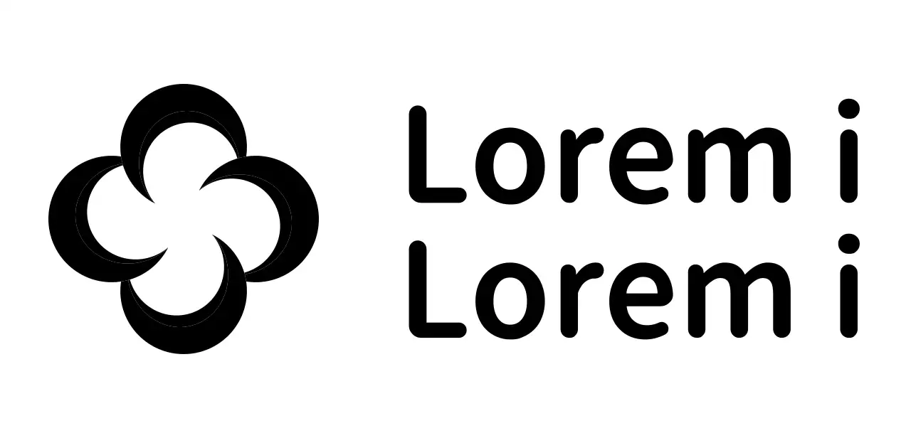 Símbolo moderno, redondeado, de cuatro hojas en forma de cruz Estilo del logotipo Informar y promover la información sobre seguros