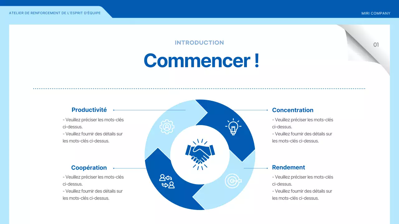 Atelier de team building mettant en valeur les illustrations en bleu et jaune