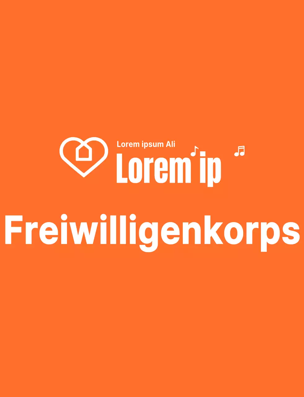 Rhythmischer Textlogostil in Orange und Weiß Freiwilligenorganisation