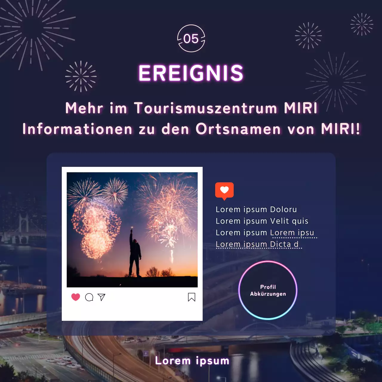 Feuerwerk in lila Neon CardNews