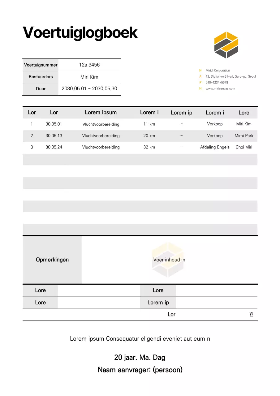 Zwart zakelijk logboeksjabloon