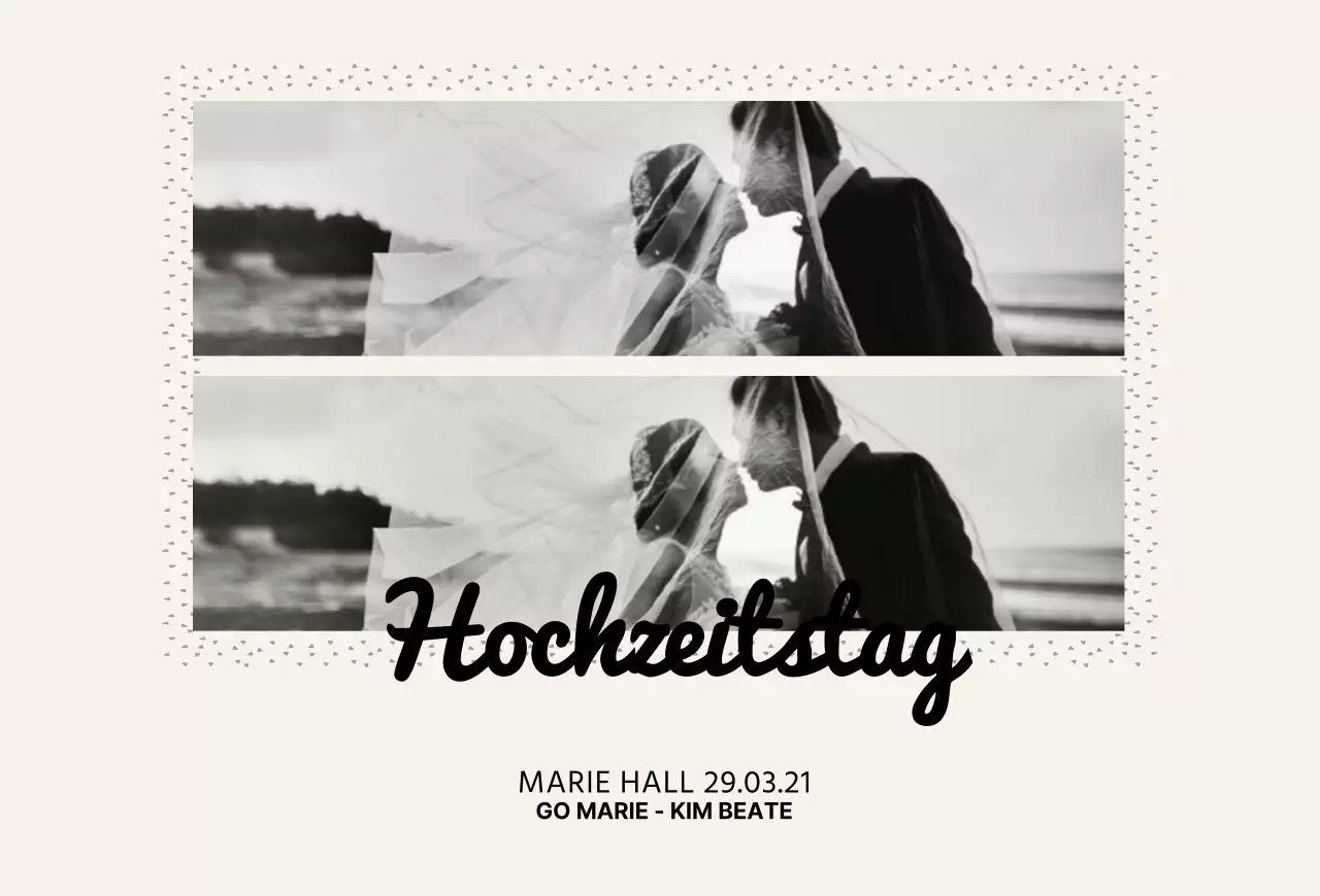 Einfache geviertelte Bilderrahmen Hochzeitseinladung in Beige und Schwarz