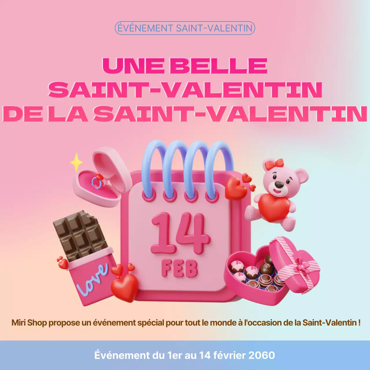 3D Saint-Valentin en rose