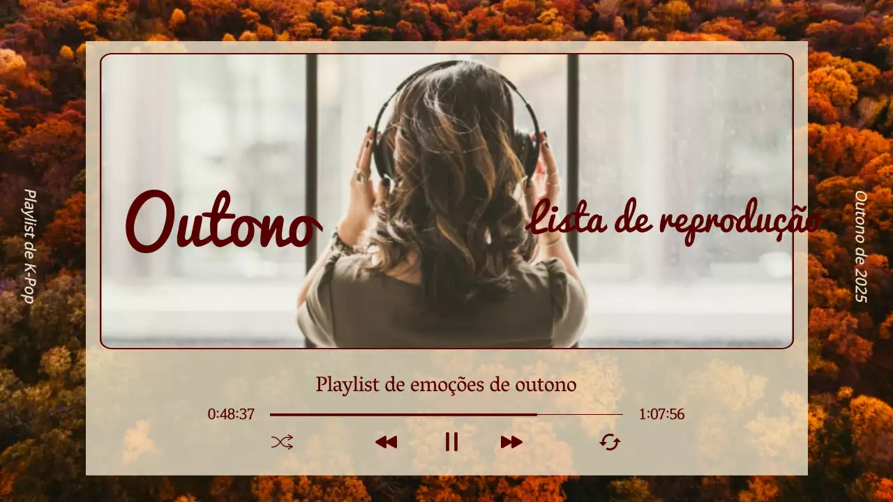 Lista de reprodução de música outonal com um fundo castanho outonal