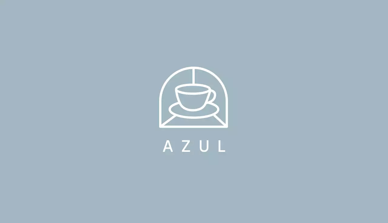 Ícone de café simples em azul claro pastel Cartão de visita para um café