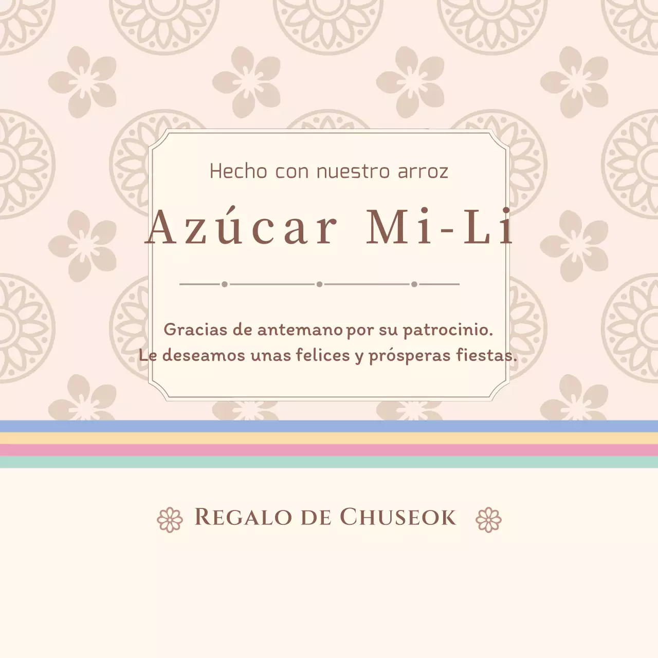 Medicinas y regalos de Chuseok con motivos tradicionales en beige y marrón