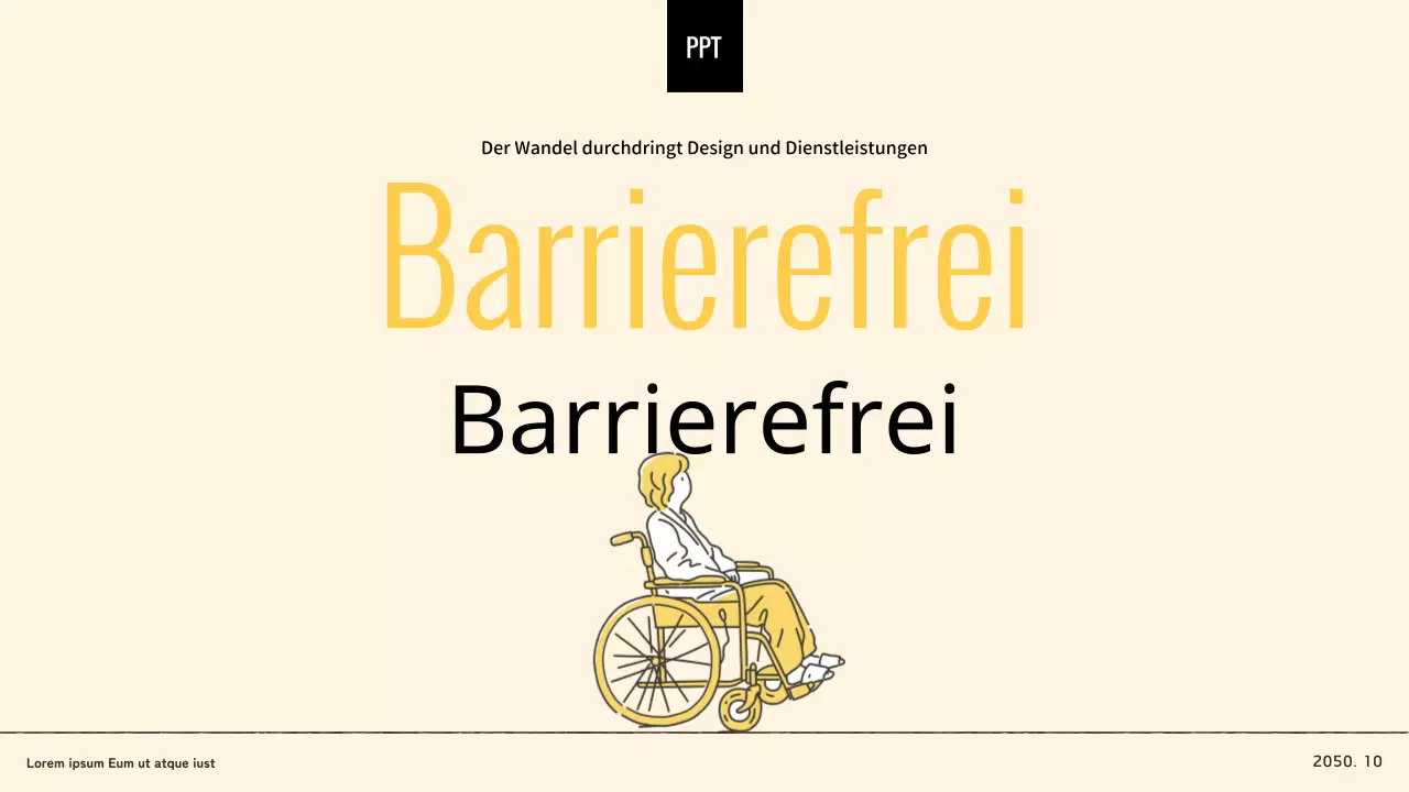 Gelbe minimalistische barrierefreie Designpräsentation