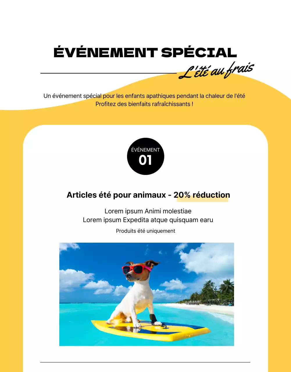 Événements Petmart jaunes et illustrés