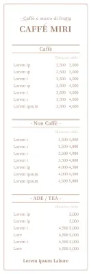 Banner semplice per il menu del caffè in bianco e marrone