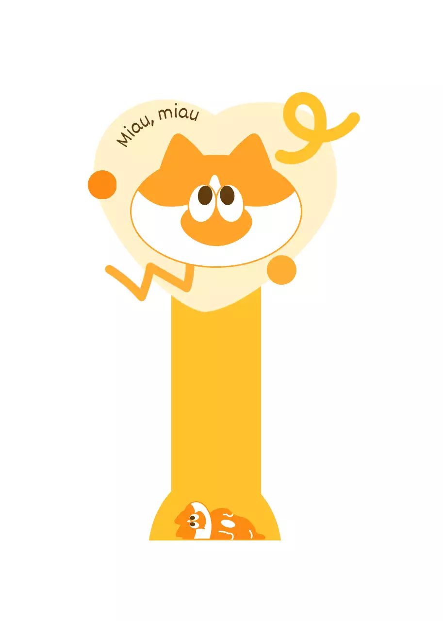 Für Waren mit niedlichen gelben und orangefarbenen Katzenillustrationen und -formen