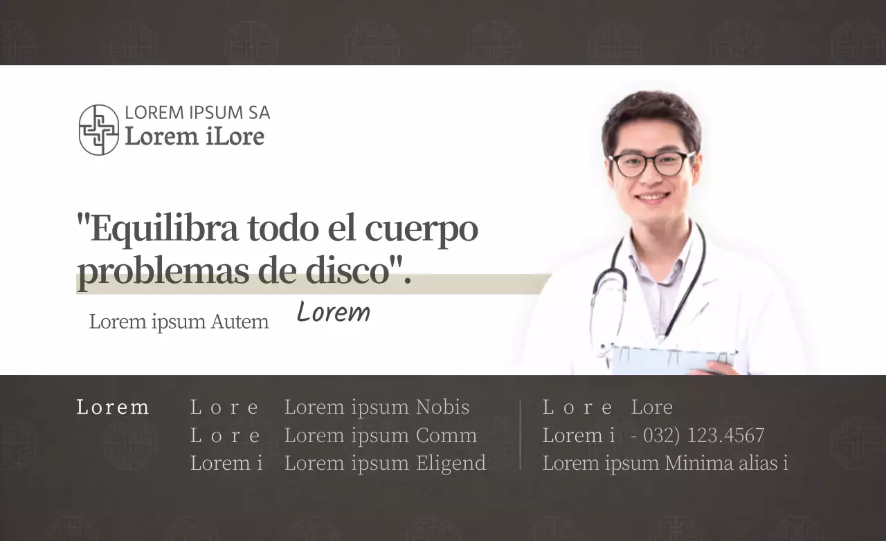 Estilo limpio en marrón oscuro y blanco Para información y promoción de la clínica.