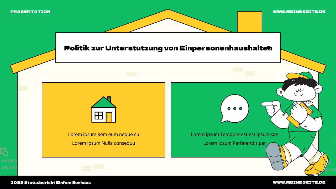 Einführung in die niedliche grüne und gelbe Haus Illustration Thema für eine Person