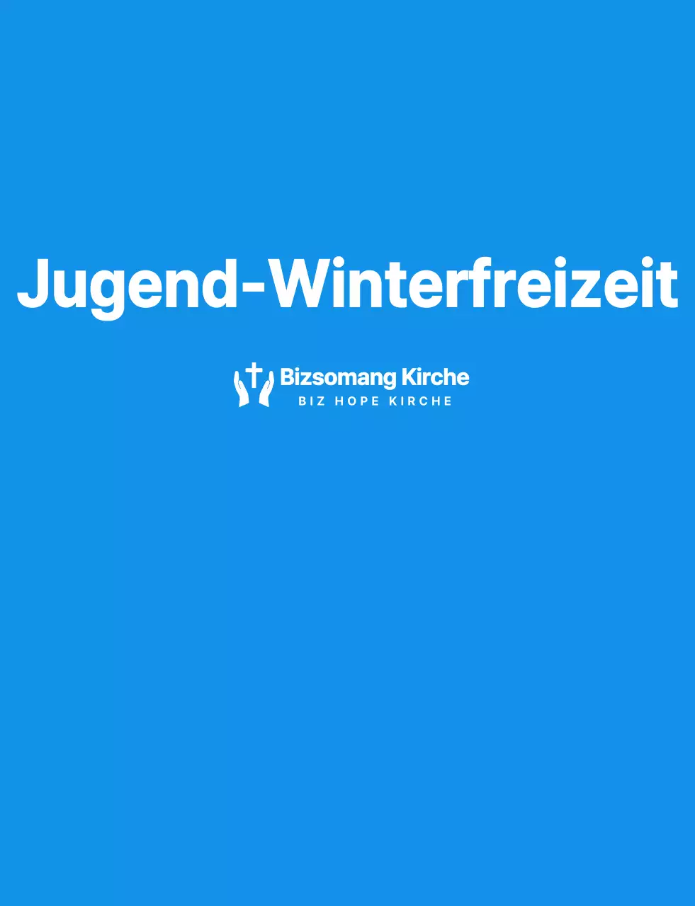 Einfache, saubere Symbol Logo Stil Kirche Winter Retreat Team T-Shirt in blau und weiß