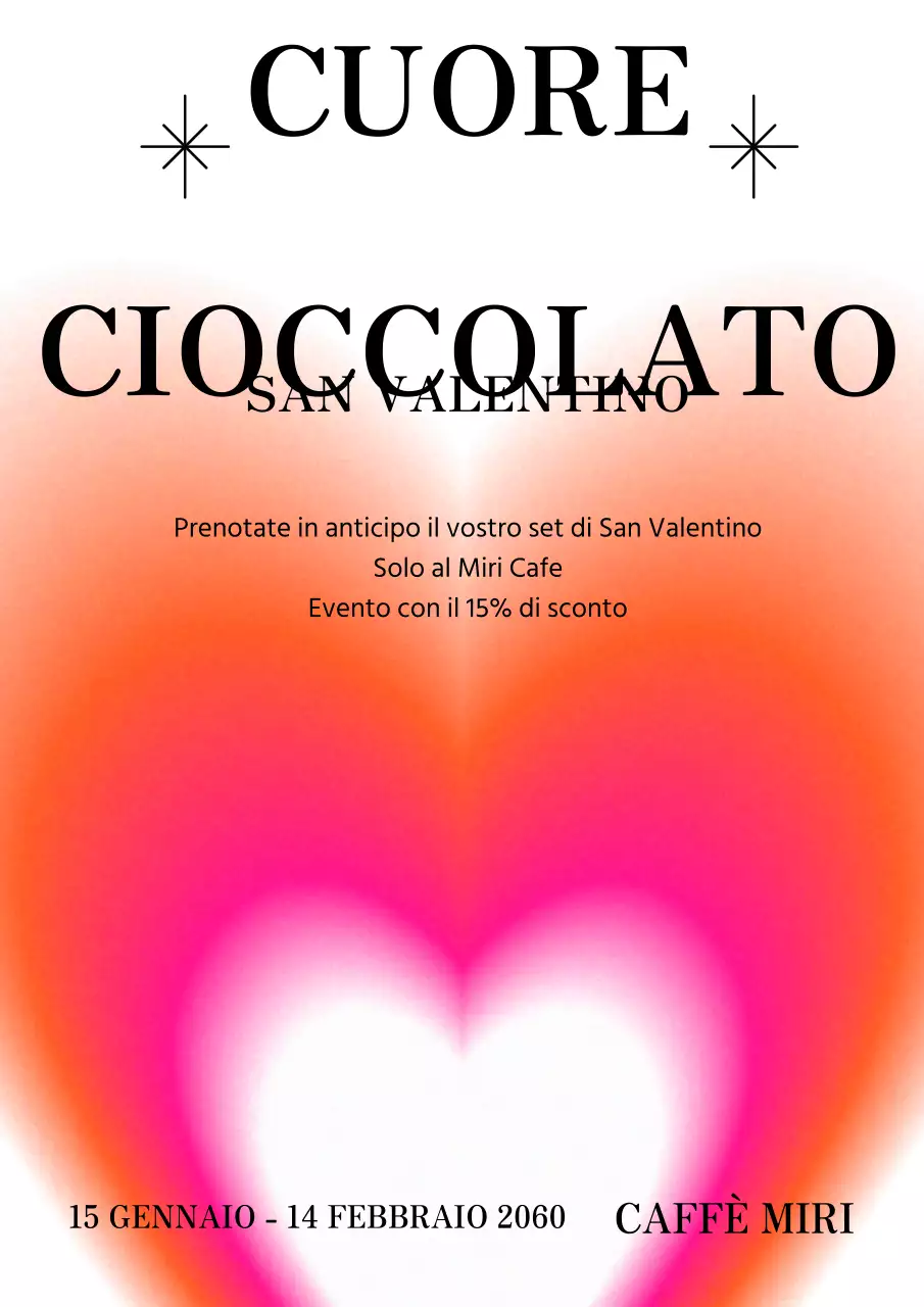 Promozione grafica di San Valentino nei toni del rosa-arancio