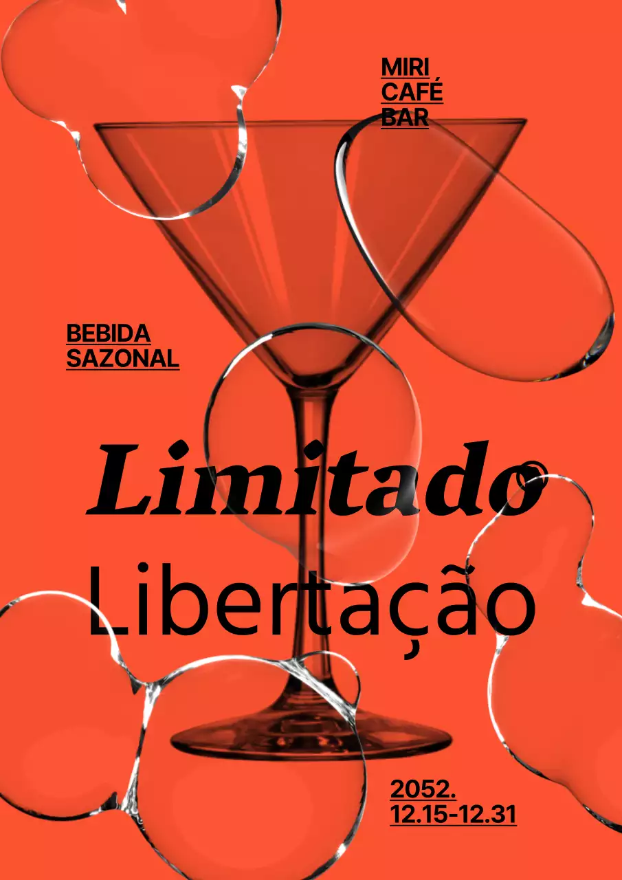 Menu de café-bar em vermelho e preto