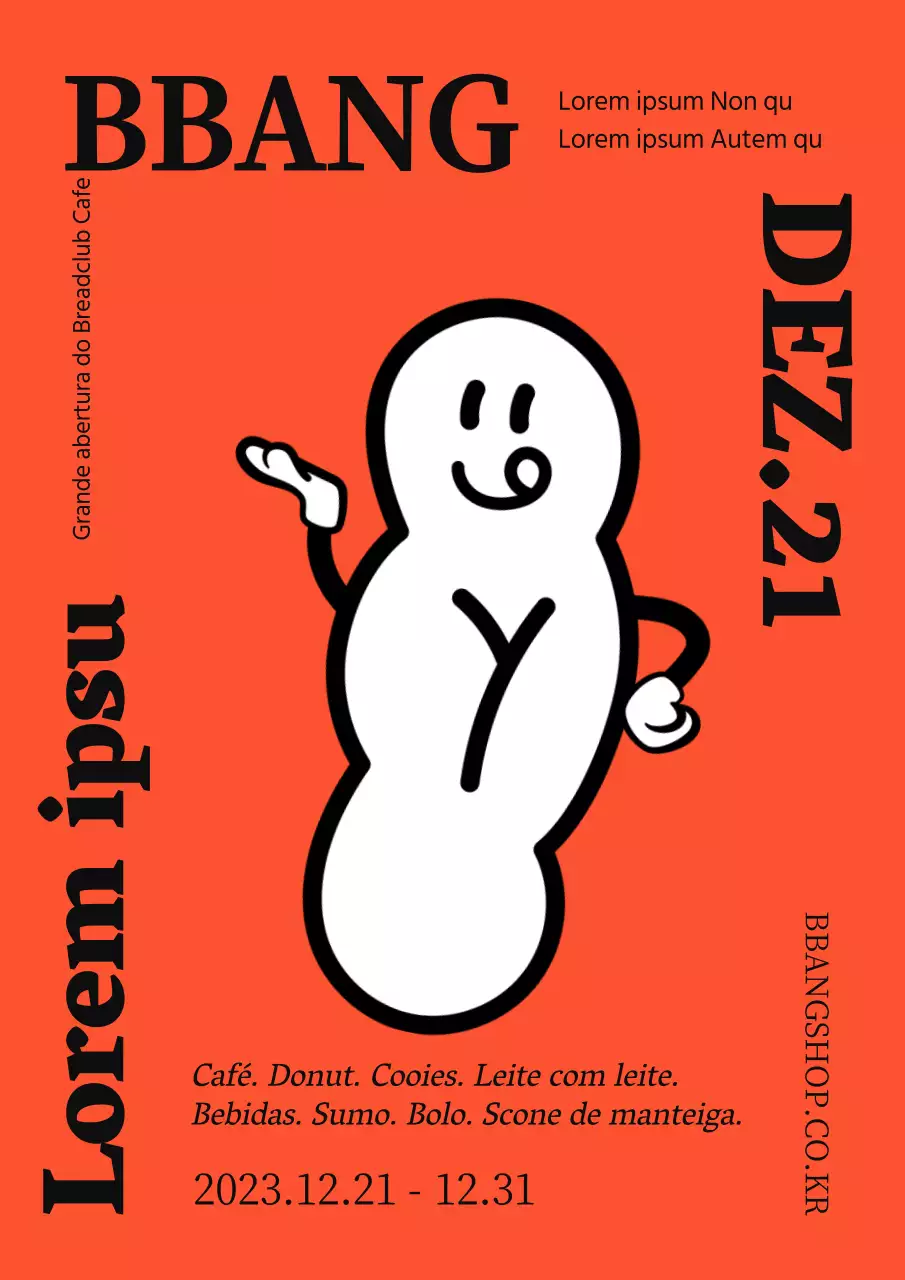 Cartaz para a abertura de uma loja de doces com um esquema de cores laranja simples