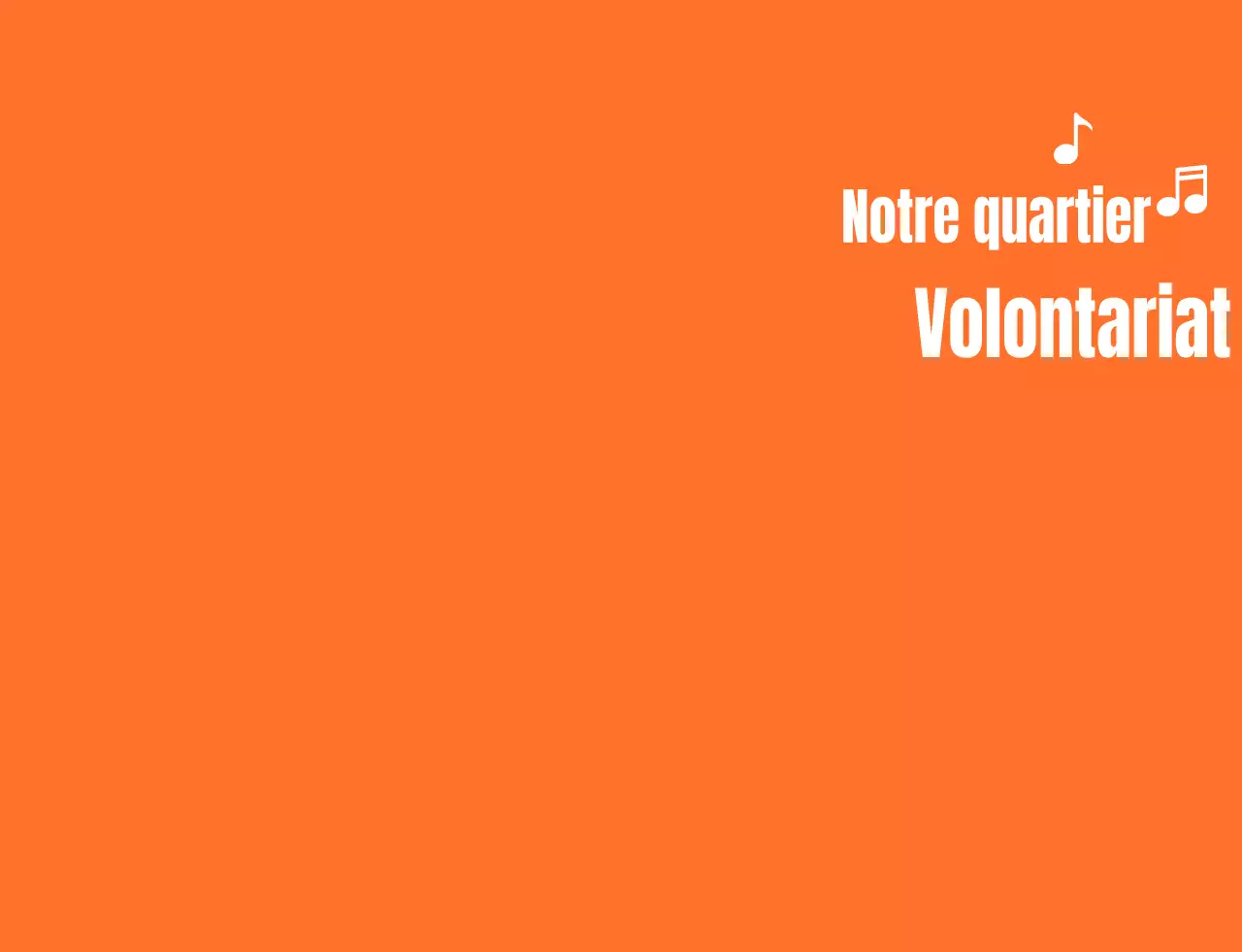 Logo avec texte rythmique en orange et blanc Organisation bénévole