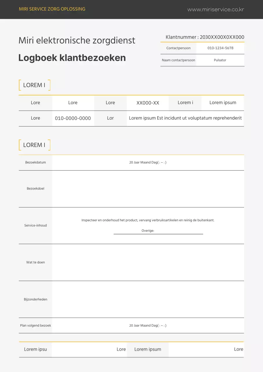Een eenvoudig grijsgeel klantbezoekdagboek