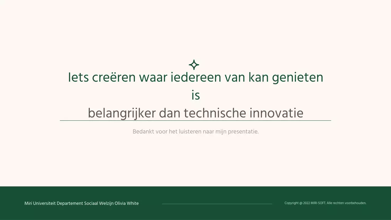 Eenvoudige barrièrevrije opdrachtpresentatie in beige en groen